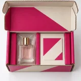 Custom miniature fragrance packaging — Roll-end mailer — Product & insert