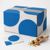 Custom sealed granola pouch packaging — Four-flap shipping carton — Closed set