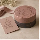 Custom solid perfume packaging — Round lift-off box — Closed set