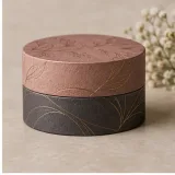Custom solid perfume packaging — Round lift-off box — Side / rear