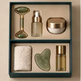 Custom beauty routine set packaging — Two-tier lift-off box — Product & insert