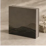 Custom facial oil gift set packaging — Magnetic book box — Side / rear