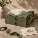 Custom makeup brush set packaging — Two-drawer box — Closed set