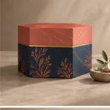Custom haircare gift set packaging — Hexagonal lift-off box — Side / rear