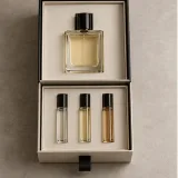 Custom fragrance layering set packaging — Two-tier lift-off box — Product & insert