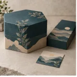 Custom tea sampler packaging — Hexagonal lift-off box — Closed set