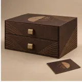 Custom chocolate bar collection packaging — Two-drawer box — Side / rear