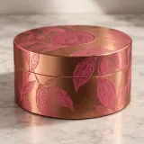 Custom chocolate truffle packaging — Round lift-off box — Side / rear