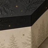 Custom cocoa gift set packaging — Hexagonal lift-off box — Material & finish