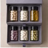 Custom daily supplement set packaging — Two-drawer box — Product & insert