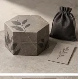 Custom herbal wellness gift packaging — Hexagonal lift-off box — Closed set