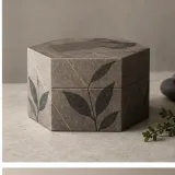 Custom herbal wellness gift packaging — Hexagonal lift-off box — Side / rear