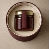 Custom wellness jar packaging — Round lift-off box — Product & insert