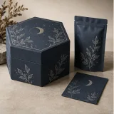 Custom recovery gift set packaging — Hexagonal lift-off box — Closed set