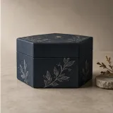 Custom recovery gift set packaging — Hexagonal lift-off box — Side / rear