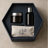 Custom recovery gift set packaging — Hexagonal lift-off box — Product & insert