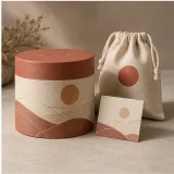 Custom supplement tin packaging — Round lift-off box — Closed set