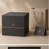 Custom wellness gift set packaging — Two-tier lift-off box — Closed set