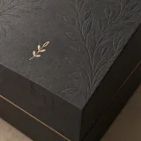 Custom wellness gift set packaging — Two-tier lift-off box — Material & finish