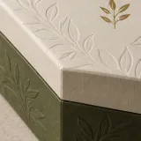 Custom gemstone necklace packaging — Hexagonal lift-off box — Material & finish