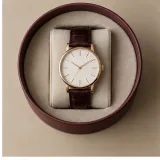 Custom single watch packaging — Round lift-off box — Product & insert