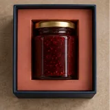 Custom fruit preserve jar packaging — Shoulder-neck box — Product & insert