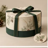 Custom seasonal cake packaging — Round lift-off box — Closed set