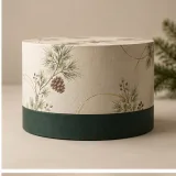 Custom seasonal cake packaging — Round lift-off box — Side / rear