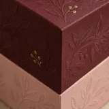Custom holiday food hamper packaging — Two-tier lift-off box — Material & finish