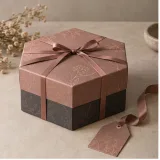 Custom regional food gift packaging — Hexagonal lift-off box — Closed set