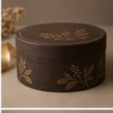 Custom biscuit tin packaging — Round lift-off box — Side / rear