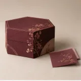Custom event invitation packaging — Hexagonal lift-off box — Side / rear