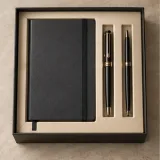 Custom pen journal gift set packaging — Lift-off lid — Product & insert