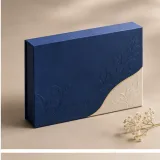 Custom silk scarf packaging — Magnetic book box — Side / rear