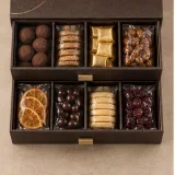 Custom festive corporate gift packaging — Two-drawer box — Product & insert