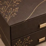 Custom festive corporate gift packaging — Two-drawer box — Material & finish