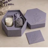 Custom partner appreciation gift packaging — Hexagonal lift-off box — Packed presentation