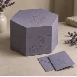 Custom partner appreciation gift packaging — Hexagonal lift-off box — Closed set