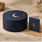 Custom keepsake gift packaging — Round lift-off box — Closed set