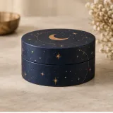 Custom keepsake gift packaging — Round lift-off box — Side / rear