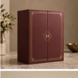 Custom twin wine double-door gift box packaging — Double-door rigid box — Side / rear