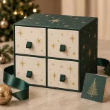 Custom four-drawer christmas gift cabinet packaging — Four-drawer rigid cabinet — Closed set
