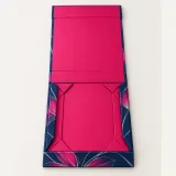 Custom makeup launch kit packaging — Collapsible magnetic rigid box — Unfolded / flat-pack