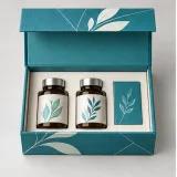 Custom wellness bottle duo packaging — Collapsible magnetic rigid box — Product & insert