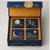 Custom mooncake quartet packaging — Collapsible magnetic rigid box — Product & insert