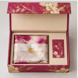 Custom silk scarf presentation packaging — Collapsible magnetic rigid box — Product & insert