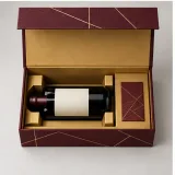 Custom wine gift presentation packaging — Collapsible magnetic rigid box — Product & insert